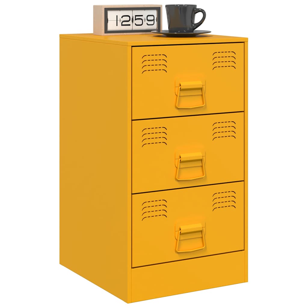 Vidaxl nachtkastjes 2 st 34,5x39x62 cm staal mosterdgeel