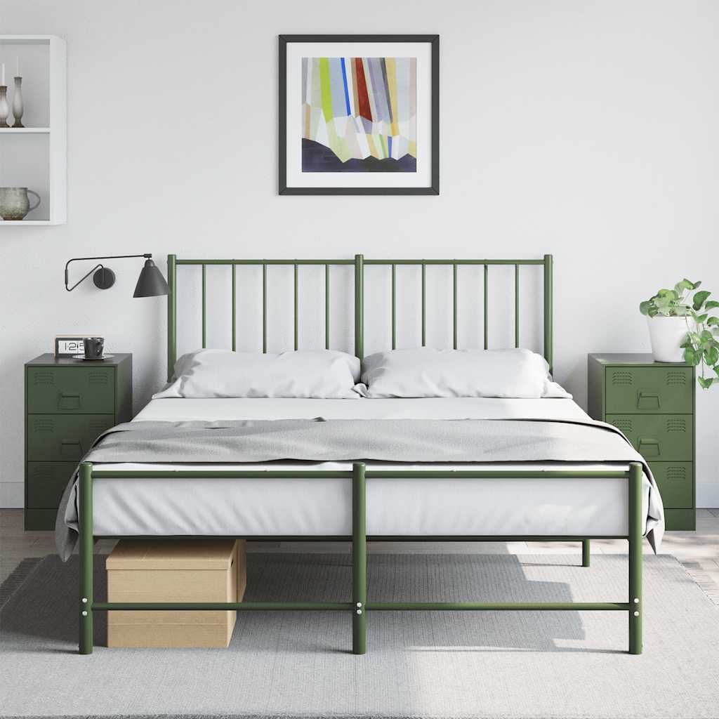 Vidaxl nachtkastjes 2 st 34,5x39x62 cm staal olijfgroen