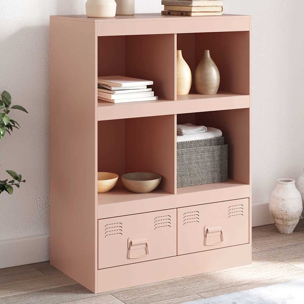 Vidaxl hoge kast 67x39x95 cm staal roze