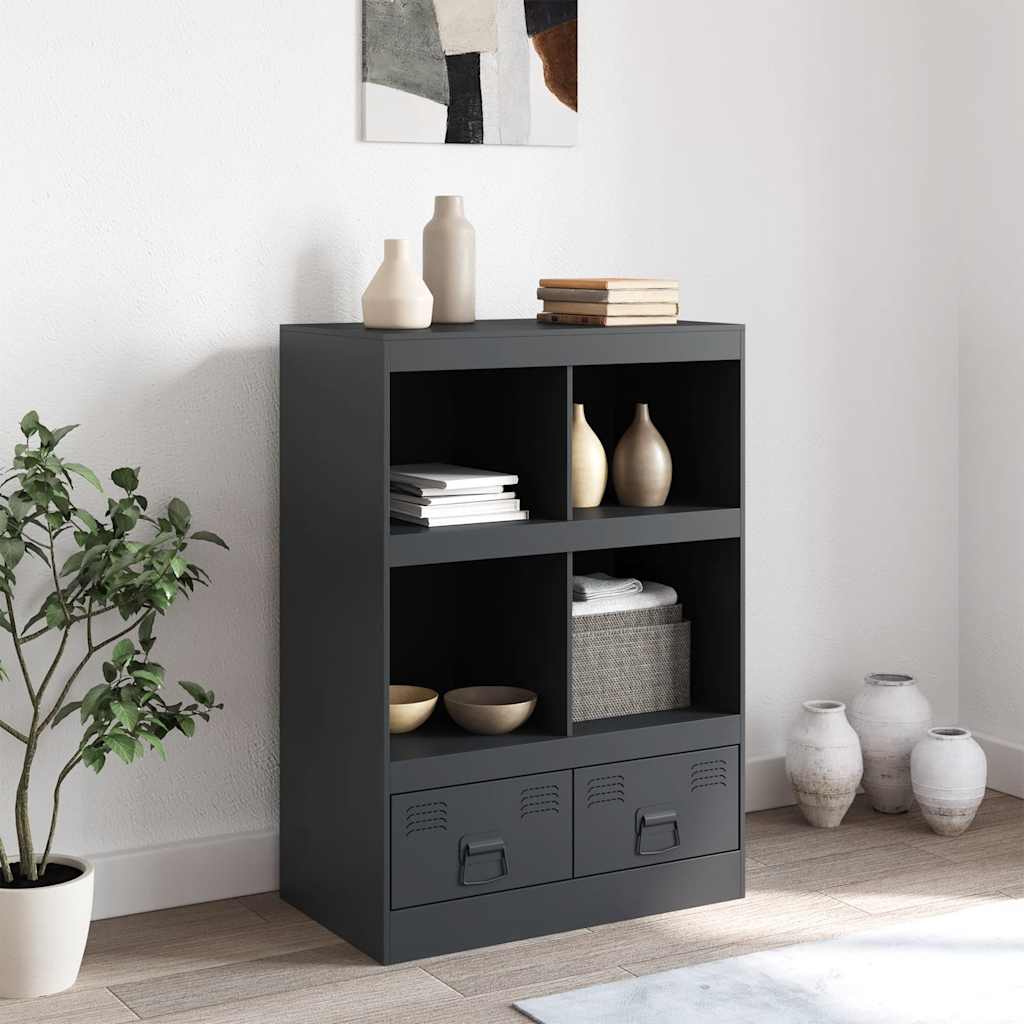 Vidaxl hoge kast 67x39x95 cm staal antracietkleurig