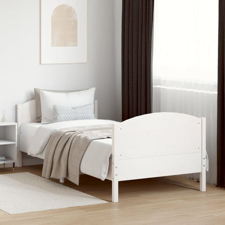 Vidaxl bedframe zonder matras massief grenenhout wit 75x190 cm