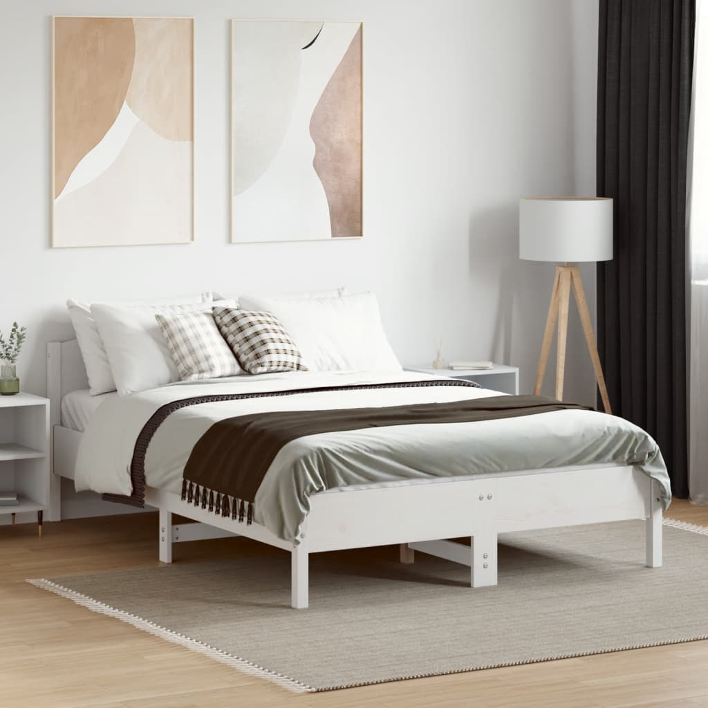 Vidaxl bedframe zonder matras massief grenenhout wit 120x190 cm