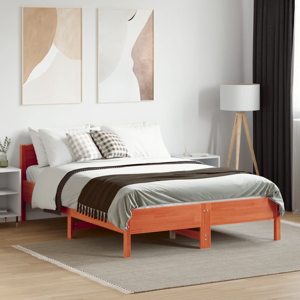 Vidaxl bedframe zonder matras massief grenenhout wasbruin 120x190 cm