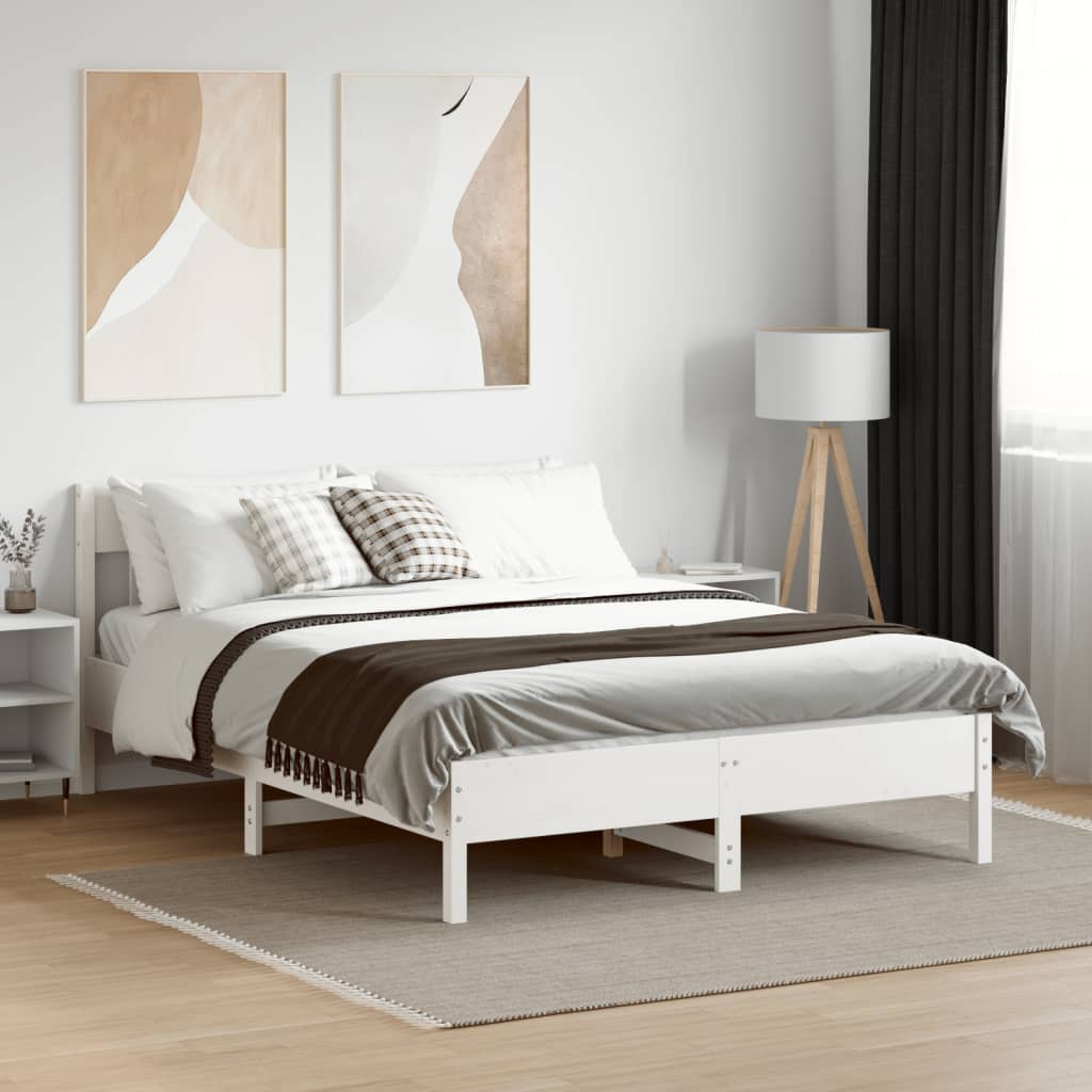 Vidaxl bedframe zonder matras massief grenenhout wit 150x200 cm
