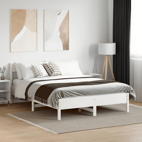 Vidaxl bedframe zonder matras massief grenenhout wit 150x200 cm