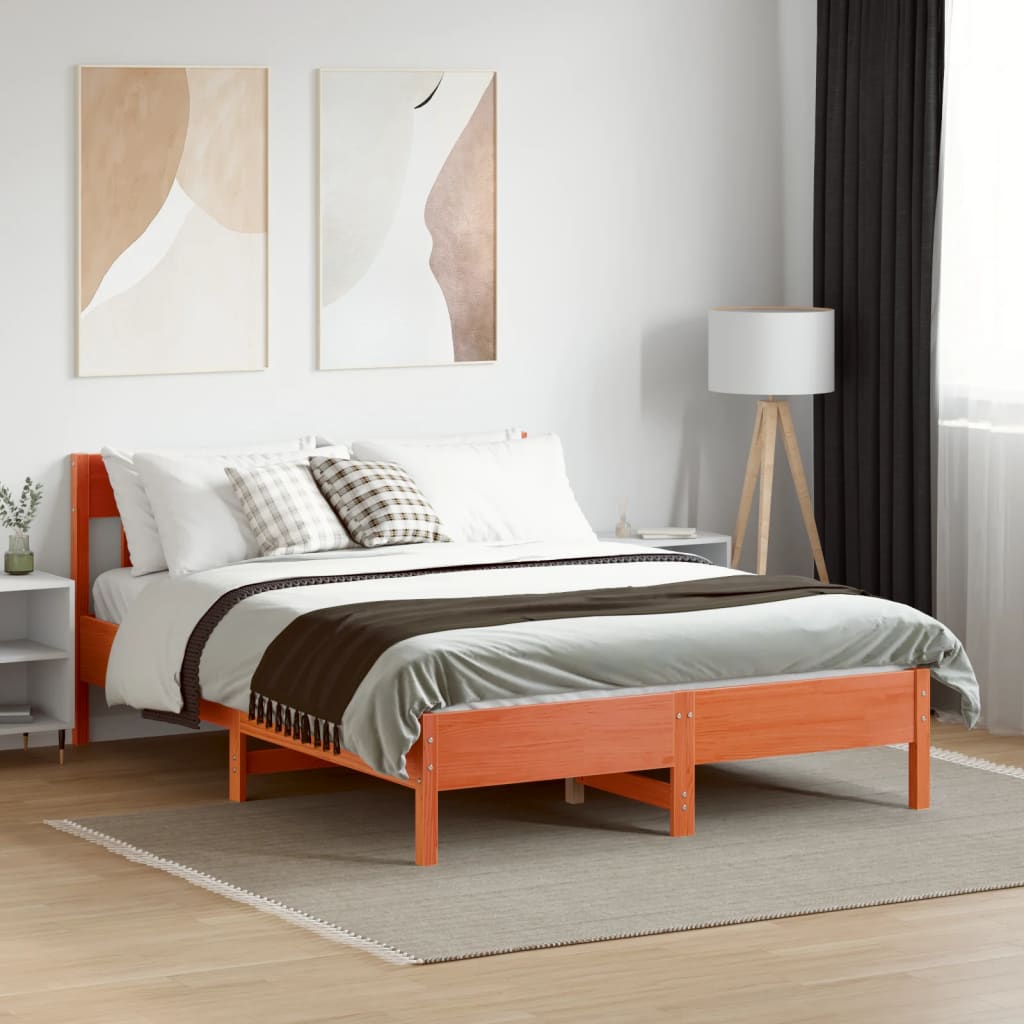 Vidaxl bedframe zonder matras massief grenenhout wasbruin 120x200 cm