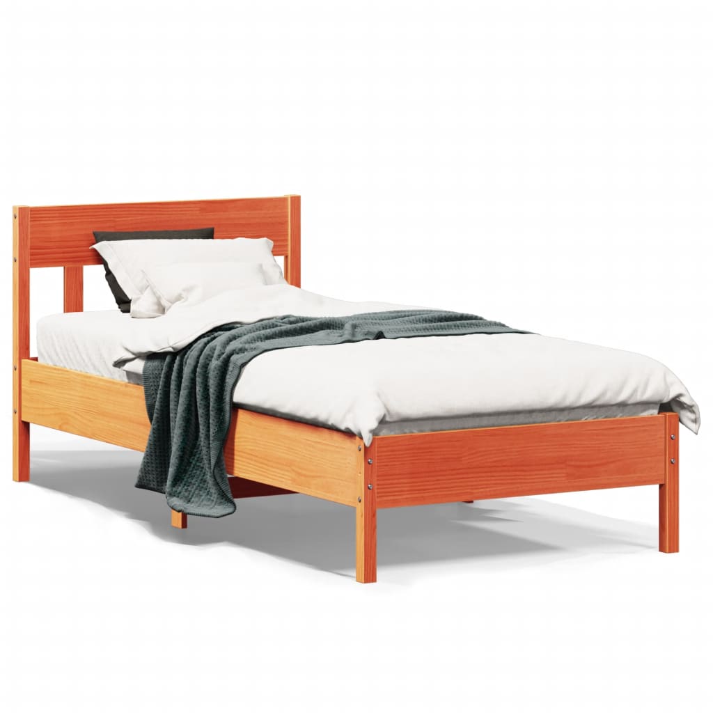 Vidaxl bedframe zonder matras massief grenenhout wasbruin 100x200 cm