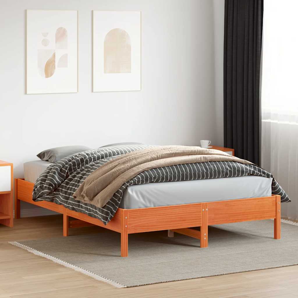 Vidaxl bedframe zonder matras massief grenenhout wasbruin 120x200 cm