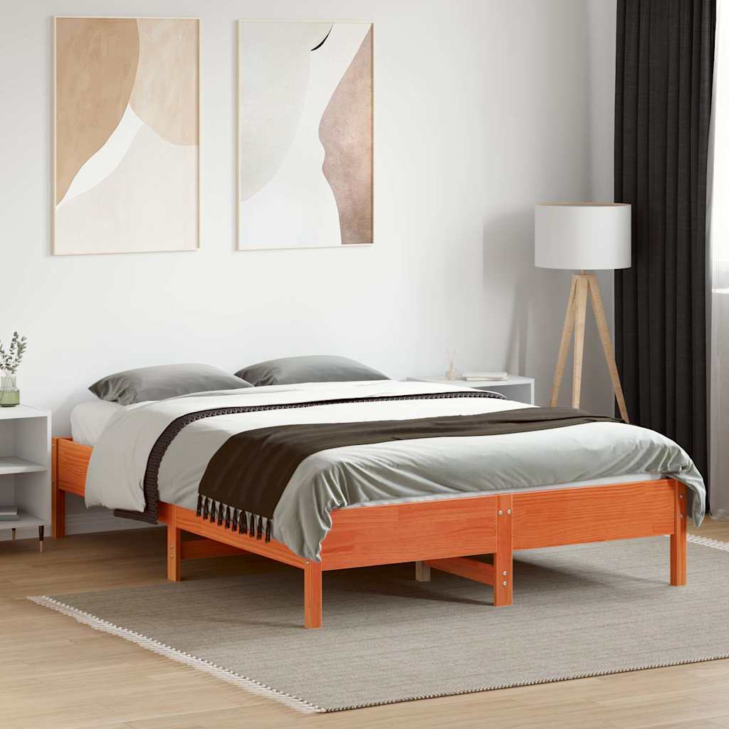 Vidaxl bedframe zonder matras massief grenenhout wasbruin 135x190 cm