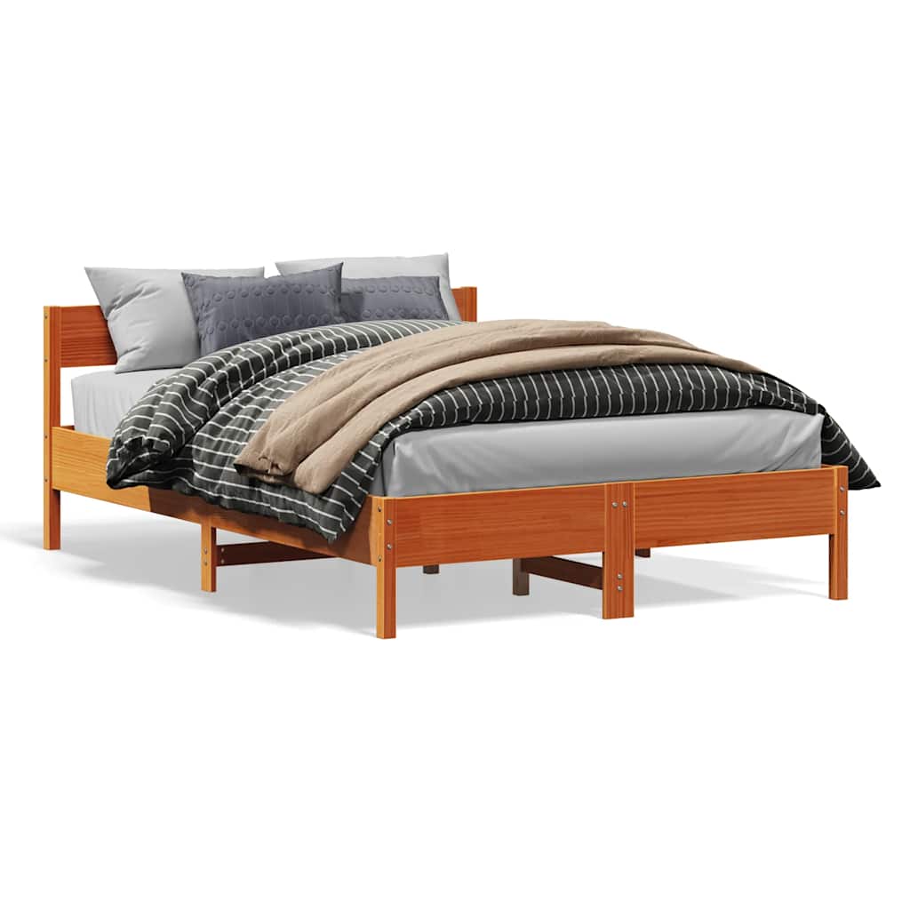 Vidaxl bedframe zonder matras massief grenenhout wasbruin 140x200 cm
