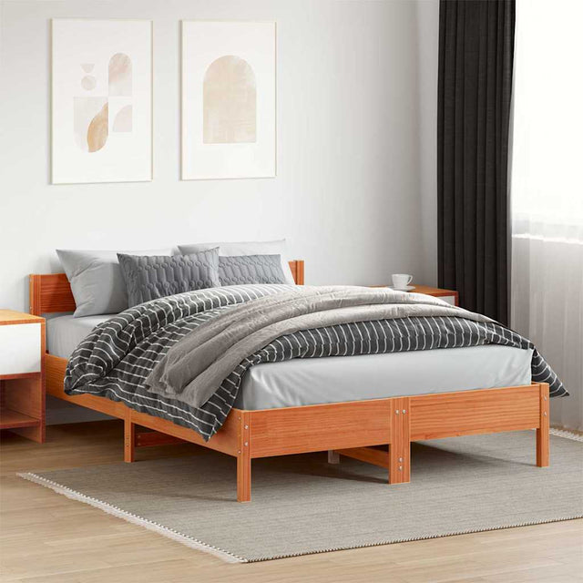 Vidaxl bedframe zonder matras massief grenenhout wasbruin 140x200 cm
