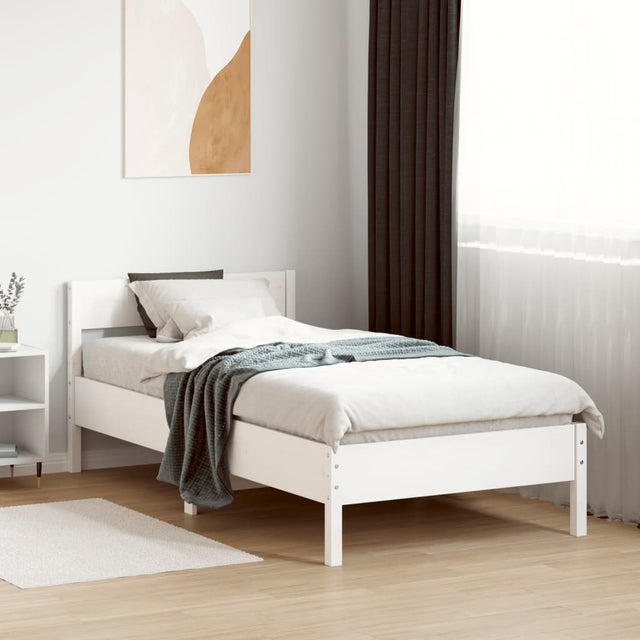 Vidaxl bedframe zonder matras massief grenenhout wit 90x200 cm