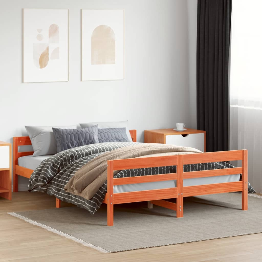 Vidaxl bedframe zonder matras massief grenenhout wasbruin 140x200 cm
