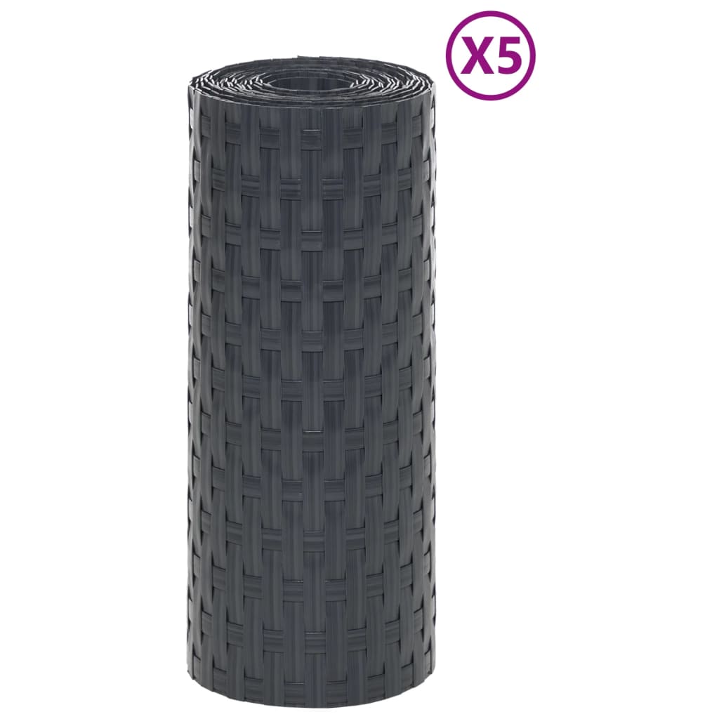 Vidaxx Balkonschirme 5 Stk. 255x19 cm Polyrattan Anthrazit