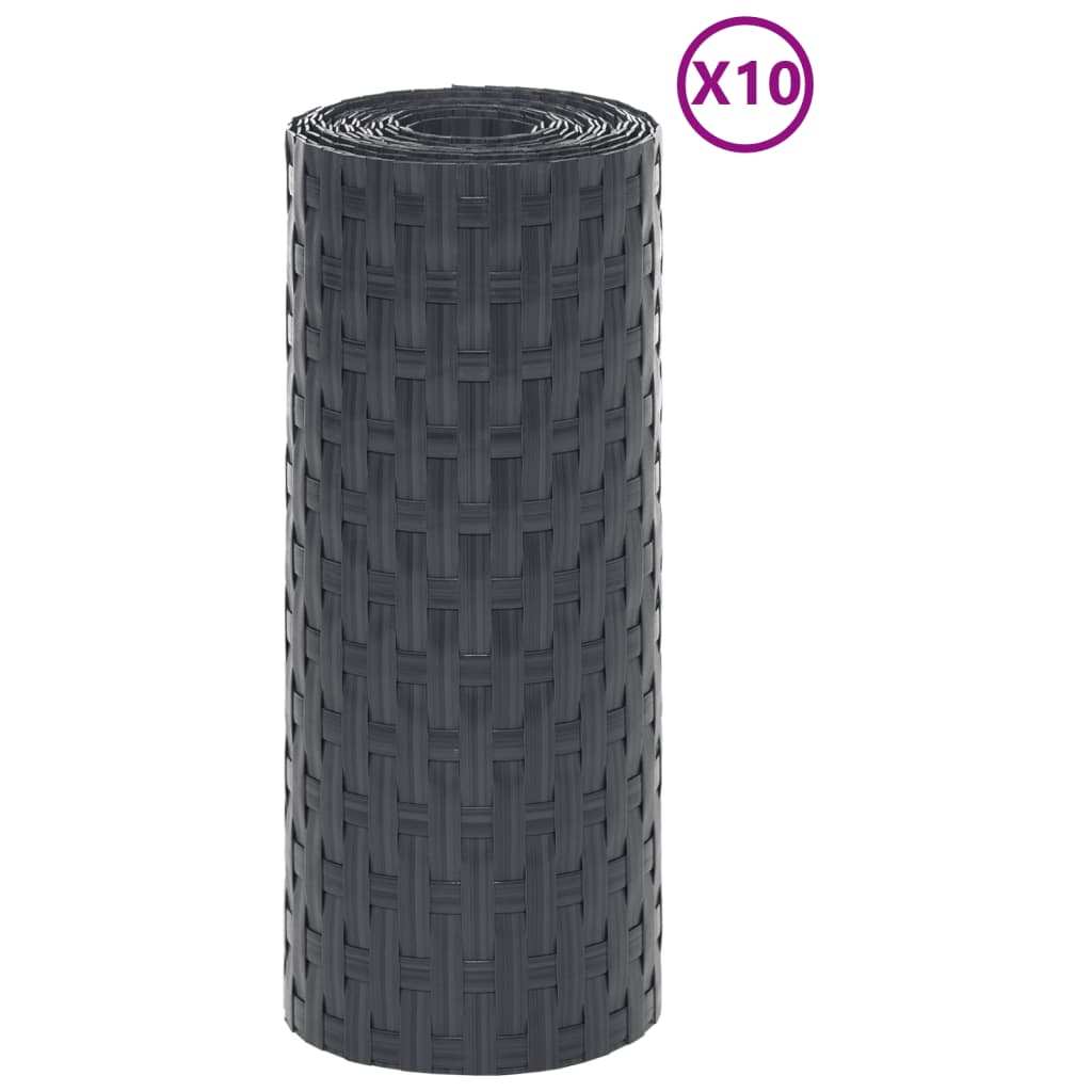 Vidaxx Balkonschirme 10 Stück 255x19 cm Polyrattan Anthrazit