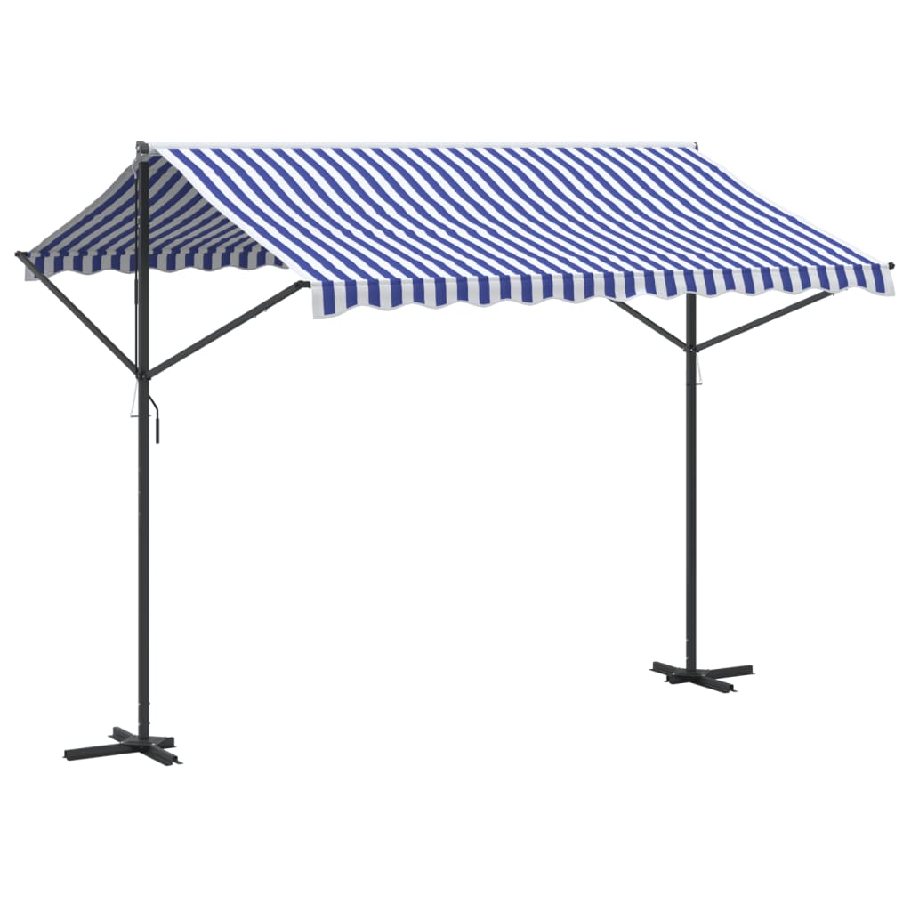 VidaXL Markise freistehend 300x300 cm Stoff und Stahl blau und weiß