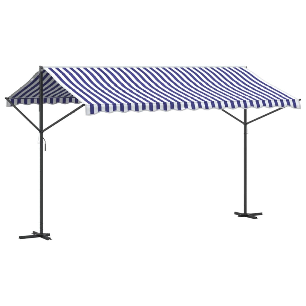 VidaXL Markise freistehend 400x300 cm Stoff und Stahl blau und weiß
