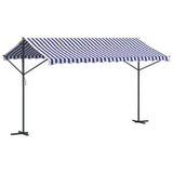 VidaXL Markise freistehend 400x300 cm Stoff und Stahl blau und weiß