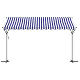 VidaXL Markise freistehend 400x300 cm Stoff und Stahl blau und weiß