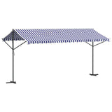 VidaXL Markise freistehend 500x300 cm Stoff und Stahl blau und weiß