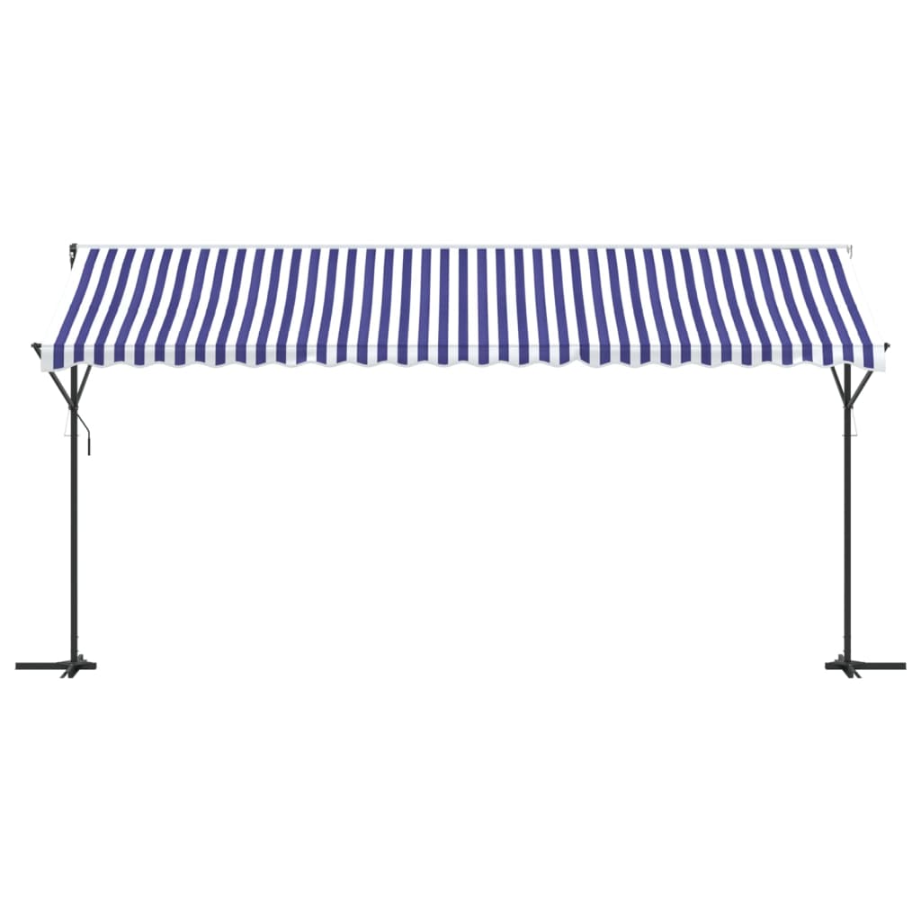 VidaXL Markise freistehend 500x300 cm Stoff und Stahl blau und weiß