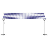 VidaXL Markise freistehend 500x300 cm Stoff und Stahl blau und weiß