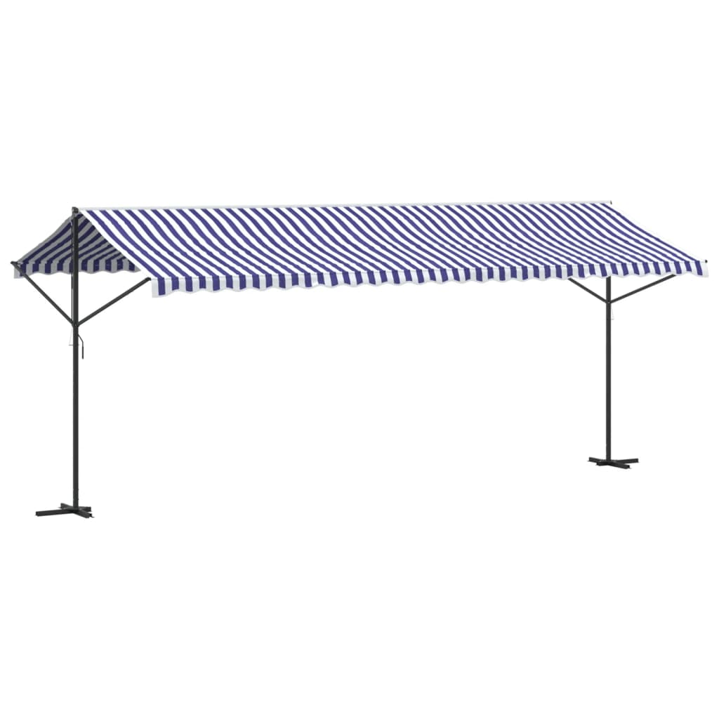 VidaXL Markise freistehend 600x300 cm Stoff und Stahl blau und weiß