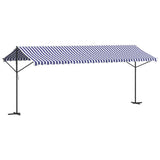 VidaXL Markise freistehend 600x300 cm Stoff und Stahl blau und weiß