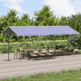 VidaXL Markise freistehend 600x300 cm Stoff und Stahl blau und weiß
