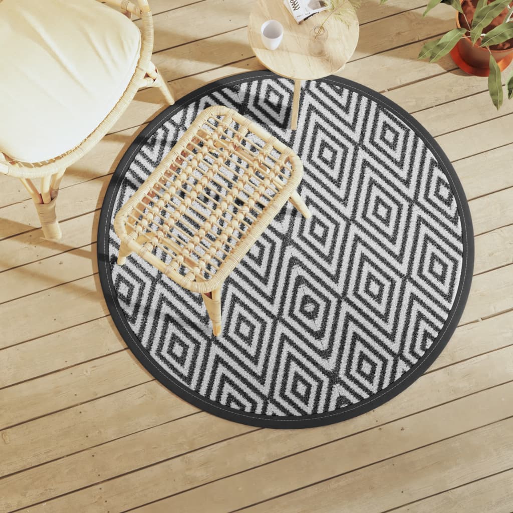 Vidaxx Outdoor-Teppich Arakil ø 120 cm Polypropylen weiß und schwarz