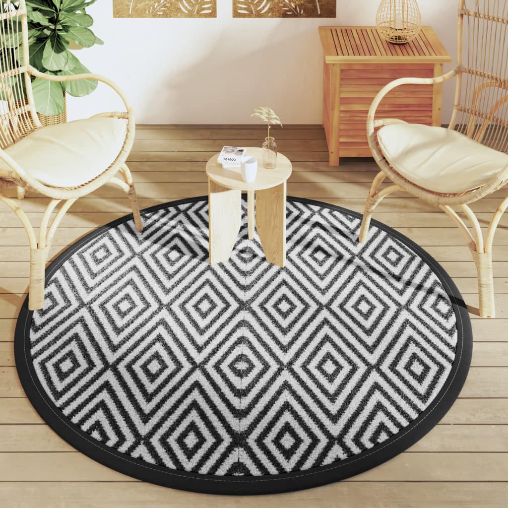 Vidaxx Outdoor-Teppich Arakil ø160 cm Polypropylen weiß und schwarz