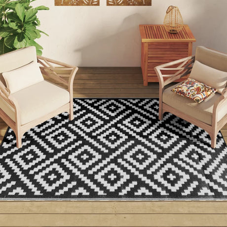 Vidaxl buitenkleed arakil 140x200 cm polypropeen wit en zwart