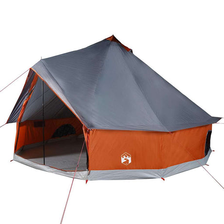 Vidaxl Tipi-Zelt für Familie 12 Personen, wasserdicht, Grau und Orange