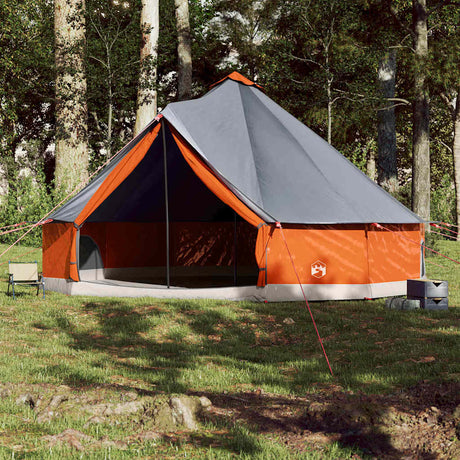 Vidaxl Tipi-Zelt für Familie 12 Personen, wasserdicht, Grau und Orange