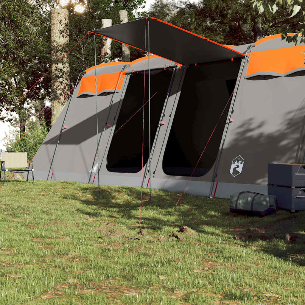 VidaXL Tunnelzelt 8-Personen wasserdicht Grau und Orange