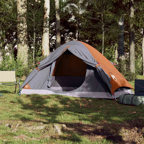 Vidaxx Kuppelzelt 4-Personen wasserdicht grau und orange