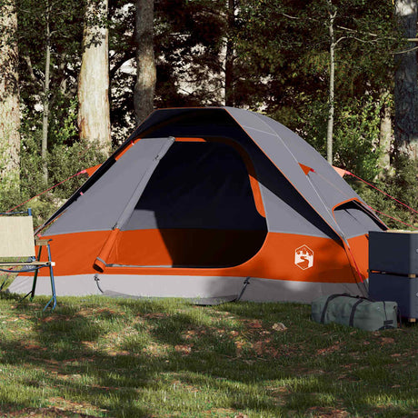 Vidaxx Kuppelzelt 2-Personen wasserdicht grau und orange