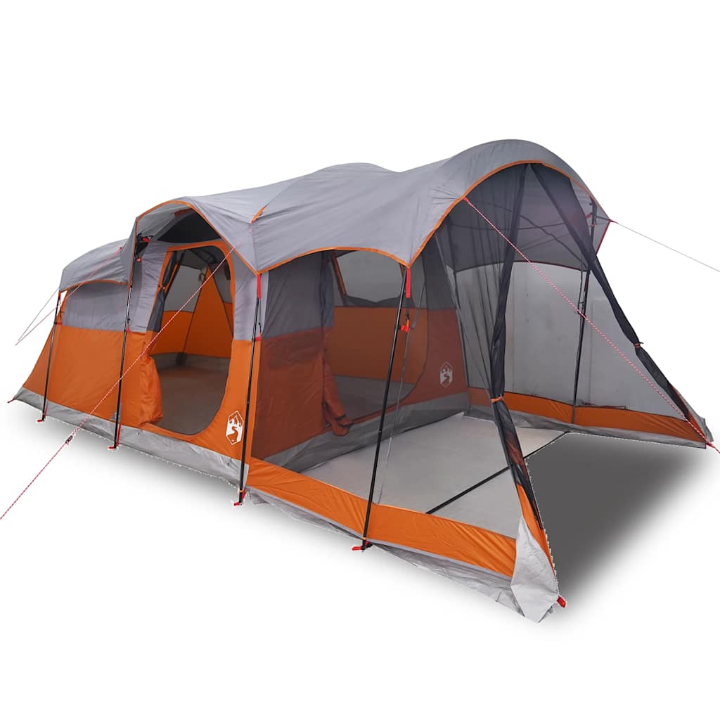 VidaXL Tunnelzelt 8-Personen wasserdicht Grau und Orange