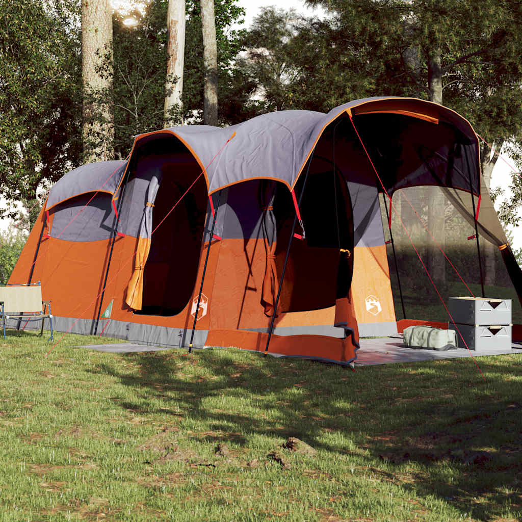 VidaXL Tunnelzelt 8-Personen wasserdicht Grau und Orange