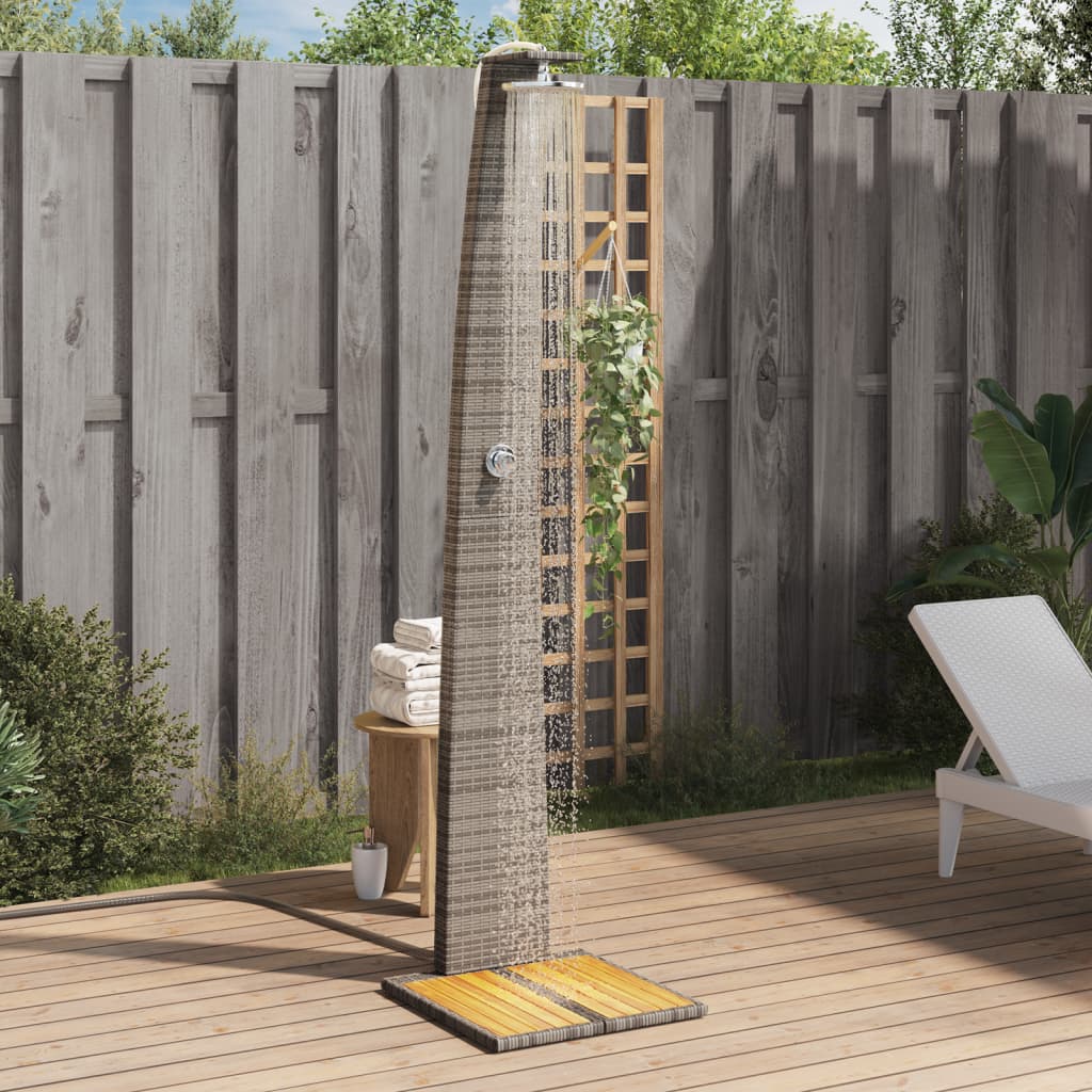 Vidaxx Außendusche 55x60x224 cm Polyrattan und Akazienholz grau