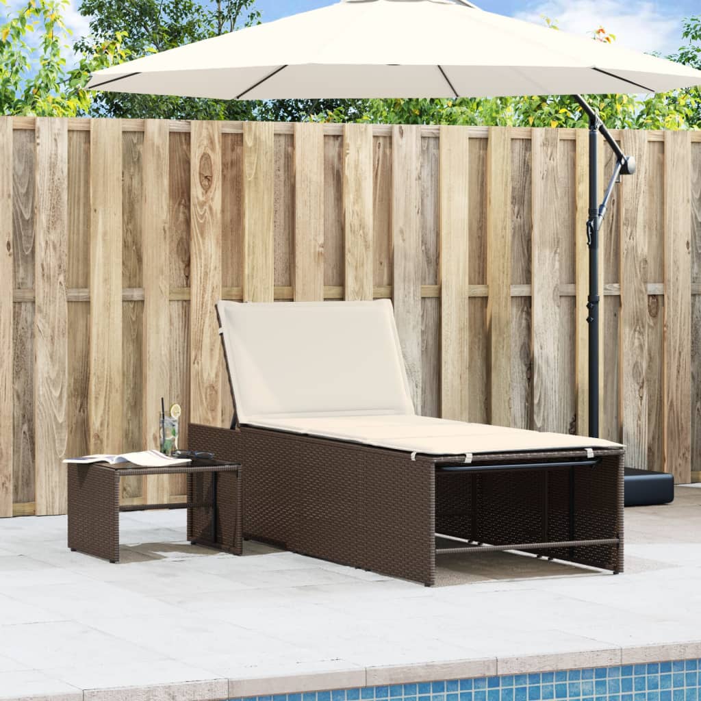 Vidaxl ligstoelen 2 st met tafel bruin poly rattan