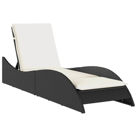 Vidaxl ligbed met kussen 60x205x73 cm poly rattan zwart