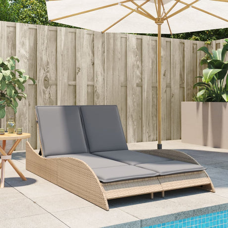 Vidaxl ligbed met kussens 114x205x73 cm poly rattan beige