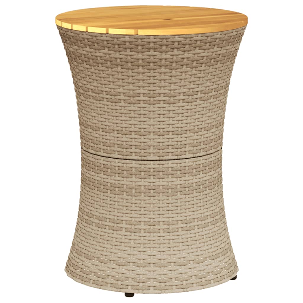 Vidaxl tuinbijzettafel trommelvormig poly rattan en massief hout beige