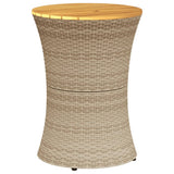 Vidaxl tuinbijzettafel trommelvormig poly rattan en massief hout beige