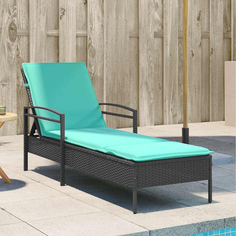 Vidaxl verstelbare zonnebank met 3 posities poly rattan zwart