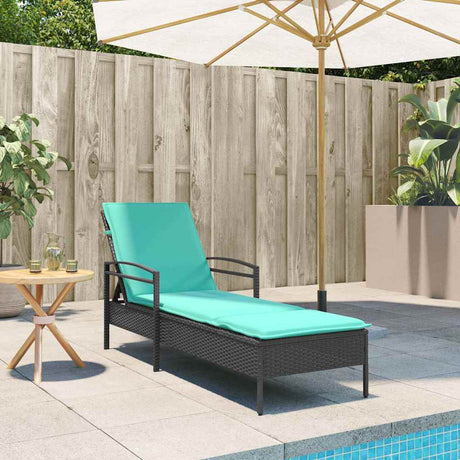 Vidaxl verstelbare zonnebank met 3 posities poly rattan zwart