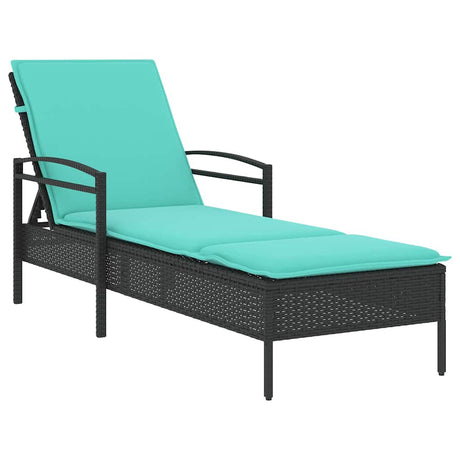 Vidaxl verstelbare zonnebank met 3 posities poly rattan zwart