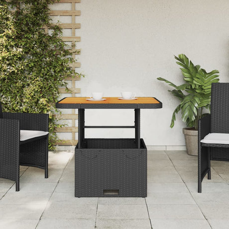 Vidaxl tuintafel 80x80x71 cm poly rattan en acaciahout zwart