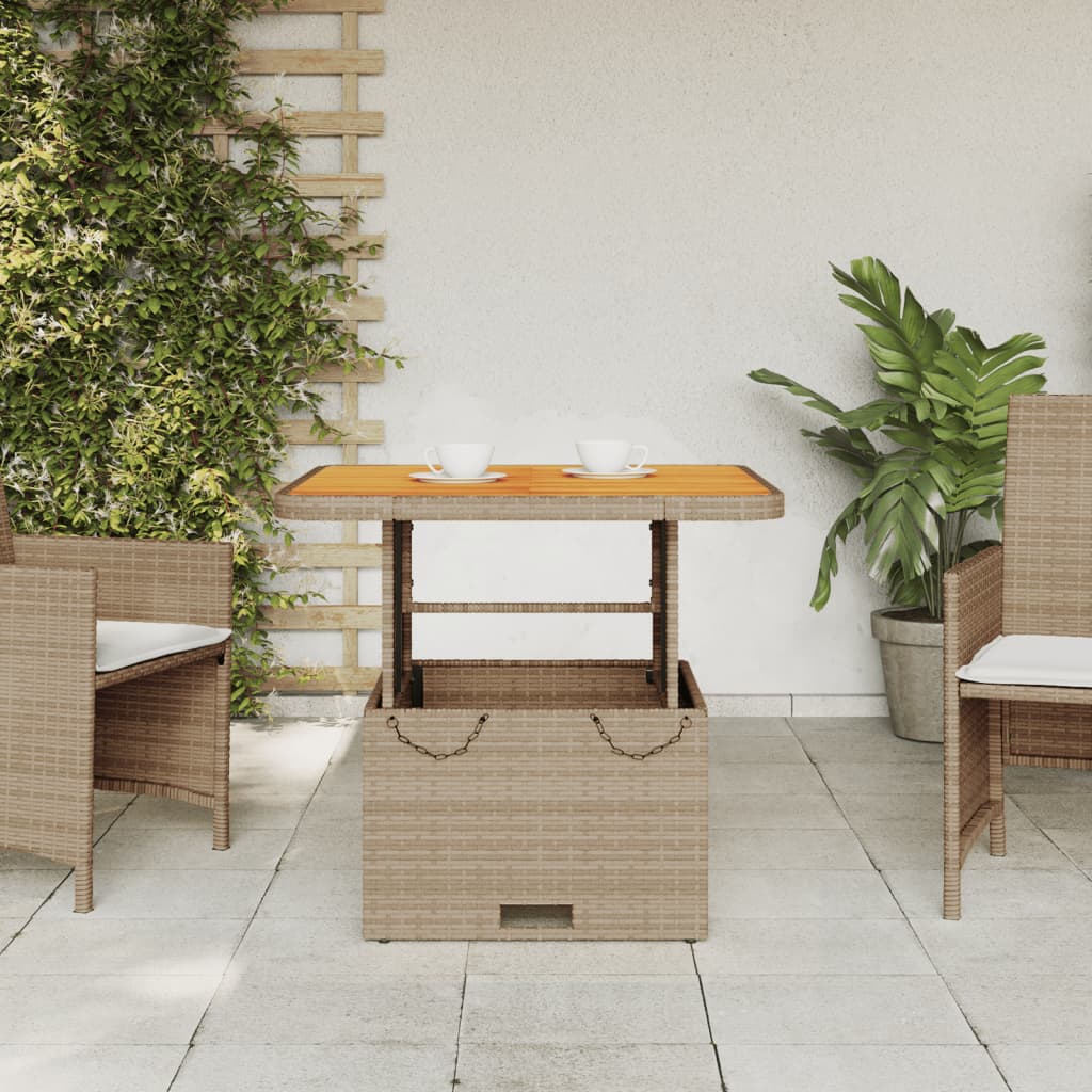 Vidaxl tuintafel 80x80x71 cm poly rattan en acaciahout beige